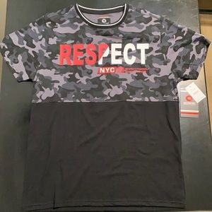 Akademiks Respect NYC Black Camo Men's T-Shirt LG